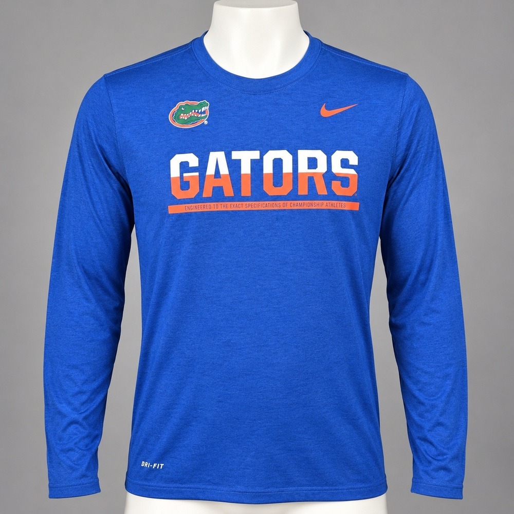 Nike Florida Gators T-Shirt Men Medium Blue Excellent Dri-FIT Long Sleeve NCAA